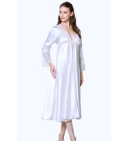 Kadın 6 Parça Uzun Saten Ekru Gelin Çeyiz Seti 6620