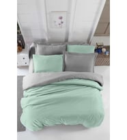 Çift Kişilik Lastikli Çarşaflı Nevresim Takımı Pamuklu Four Season Mint Gri