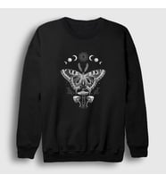 Presmono Unisex Siyah Moth Sun Moon Güneş Ay Sweatshirt 408241tt