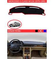 Mercedes S Class W 126 1979-1991 İçin Uygun Torpido Koruma Halısı Siyah Kenar Renk Kırmızı