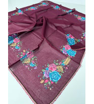 Oyalı Organik Pamuklu Yazma - 06084 (Bordo-Mavi)
