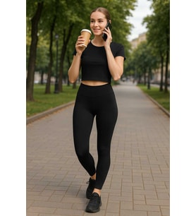 Kadın Siyah Yüksek Bel Toparlayıcı Tayt Yüksek Kalite Spor Ve Günlük Kullanım Tayt Yoga Tayt-(17952) — Beden: S