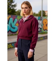 Kadın Dik Yaka Fermuar Detaylı Crop Sweatshirt Fonksiyonel Dayanıklı Kaliteli Konforlu Şık