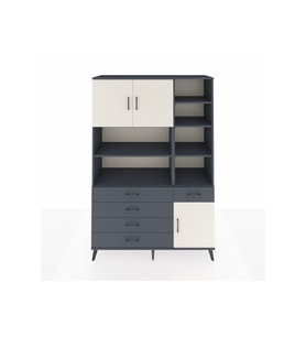 Hyperion Dolap 9 Raflı 5 Çekmeceli 3 Kapaklı 132x44x195 Antrasit-Aytaşı/Antrasit