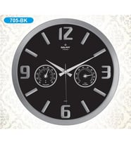 Galaxy 705-BK Termometre ve Baramotre Özellikli Kabartma Rakamlı Ev ve Ofis Duvar Saati 38 cm (Karışık)