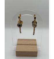 Arnes Jewelry Çelik Sallantılı Zirkon Taşlı Yapraklı Küpe