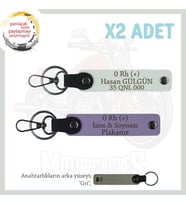 Motor Tutkunlarına Özel, İsim Plaka ve 0 Rh (+) Kan Grubu Özel Üretim 2'li Anahtarlık, Mor-Bordo-Gr (Çok Renkli)