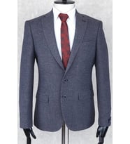 JAN CARLUCCİ Yünlü Erkek Regular Fit Mono Yaka Lacivert Drop 6 Tek Ceket