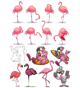 Flamingo Sticker Set 2 16 Parça Telefon, Tablet, Defter, Laptop Sticker