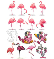 Flamingo Sticker Set 2 16 Parça Telefon, Tablet, Defter, Laptop Sticker
