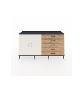 Kronos Konsol 4 Raflı 5 Çekmeceli 2 Kapaklı 176x59x99 Antrasit-Aytaşı/Çam