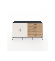 Kronos Konsol 4 Raflı 5 Çekmeceli 2 Kapaklı 176x59x99 Antrasit-Aytaşı/Çam