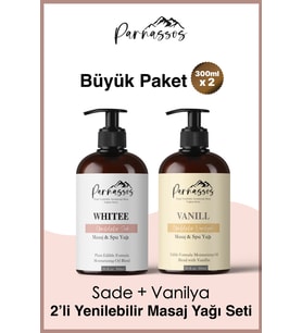 Parnassos Doğal Natural Ve Vanilya  Aromalı Yenilebilir Aromaterapi Masaj Yağı Seti 300 ML