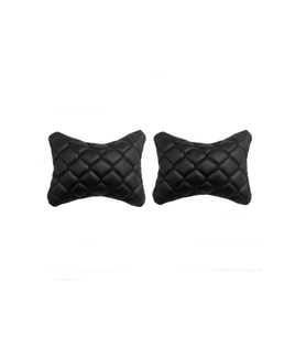 Renault Clio 3 2005-2011  Uyumlu 2'Li 3d Oto Boyun Yastığı Siyah Deri Siyah Nakış