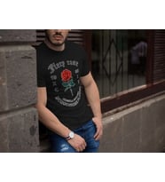 Erkek Tişort Bisiklet Yaka Baskılı Kısa kol T-Shirt - Siyah