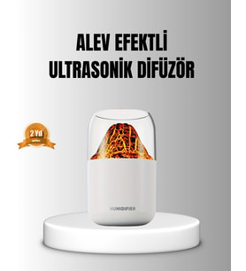 Alev Efektli Ultrasonik Uçucu Yağ Difüzörü 280ml Su Tanklı Ve Sessiz Çalışma Özellikli