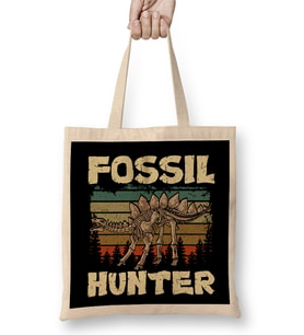 Cute & Funny Fossil Hunter Paleontology Dinosaur Bez Çanta Uzun Saplı