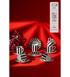 Emsan Bold New Bone 6 Kişilik Kahve Fincan Takımı 90 ml Siyah