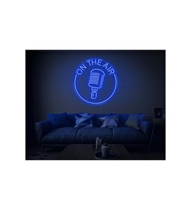 ON THE AIR Yazılı Mikrofon Figürlü Neon Tabela