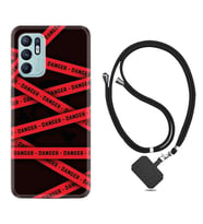 Oppo Reno 6 Kılıf Resimli Boyun Askılı İpli Desenli Silikon Danger 1372