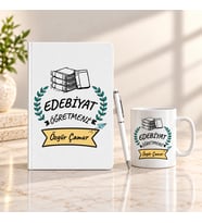 Edebiyat Öğretmenine Hediye Seti – Branş Tasarımlı Defter, Kupa ve Kalem