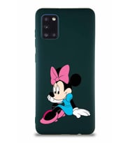 Samsung Galaxy A31 Soft Premier Kapak Minnie Mouse-E Tasarımlı Silikon Kılıf - Yeşil (Şeffaf)