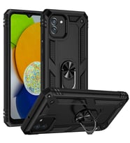 Samsung Galaxy A03 Kılıf Yüzüklü Standli Tank Kapak (Siyah)