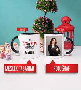 Özel Eğitim Öğretmeni Kupa Bardak Siyah Fotoğraflı