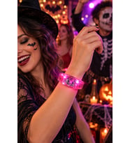 Pembe Işıklı Sensörlü Bileklik Müzik Ritminde Yanıp Sönen Halloween Cadılar Bayramı Yılbaşı