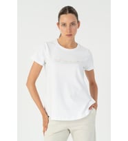Maraton Regular Kadın Bisiklet Yaka Beyaz T-shirt