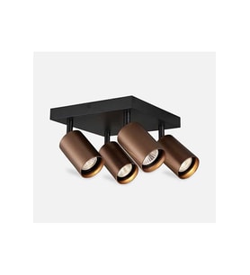 Gu10 Os ram Tasarruflu Siyah Kahverengi Hareketli Başlık Metal 4’lü dörtlü LED Spot Tavan Avize
