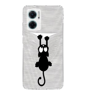 Redmi Note 11e  Kamera korumalı Kapak Çizgi Kedi (Beyaz) Tasarımlı Şeffaf Kılıf