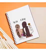 Kız Arkadaş ( Tesettürlü - Açık ) Tasarımlı Defter Kişiye Özel