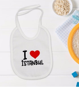 BK Kids I Love Şehir Serisi Bebek Mama Önlüğü - Model 1