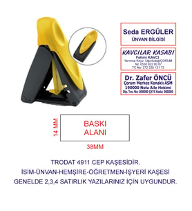 KAŞECİNİZ TRODAT 9411 CEP KAŞE SARI MAKİNE MAVİ MÜREKKEP