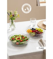 El Yapımı Cam Salata ve Meyve Kasesi 2'li Set, Şık ve Dayanıklı Tasarım