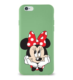 Apple iPhone 6 Plus Uyumlu Lansman Kılıf Minnie Mouse Tasarımlı Altı Kapalı İçi Kadife Kaplı  Kapak (Şeffaf)