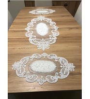 Salon Oda Takımı Dantelli Runner Set Üç Parça