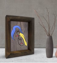 BK Gift Woman Line Tasarımlı Dekoratif Doğal Masif Ahşap Çerçeve 15x20cm-1 (Beyaz)