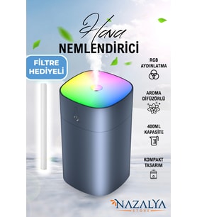 400 ml Ultrasonik Hava Nemlendirici ve Aroma Difüzörü, Gri Renk