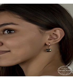 S-warovski Crystal Taşlı Gümüş Yeşil Taşlı Yuvarlak Sallantılı Kadın Küpe