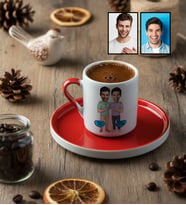 Kişiye Özel Karikatürlü Kankaya Erkek Kardeşe Abiye Hediye Türk Kahvesi Fincanı Doğum Günü Hediyesi