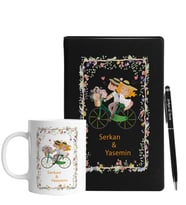 Sevgililer Gününe Özel Siyah Defter Kalem & Kupa Hediye Seti 7