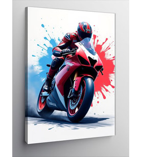 Kanvas Tablo Kırmızı Motosikletin Hızı