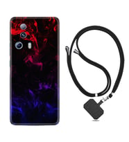 Xiaomi Mi 13 Lite Kılıf Silikon Boyun Askılı İpli Desenli Silikon Blue Red Fire 1637