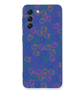 Samsung Galaxy S21 FE Uyumlu Lansman Kılıf Hello Kitty Tasarımlı İçi Kadife Kapak-Lacivert (Şeffaf)