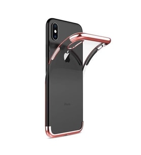Ceponya iPhone XR 6.1 İnce Köşeleri Renkli Şeffaf Kamera Korumalı Kılıf (Rose)