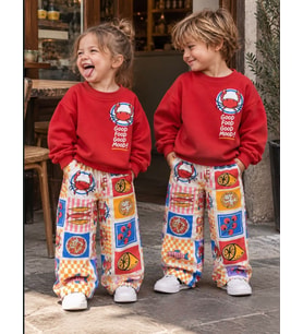 Good Food Good Mood Baskılı Yengeç ve Balık Desenli 3 İplik Sweatshirt & Eşofman Altı UnisexTakım