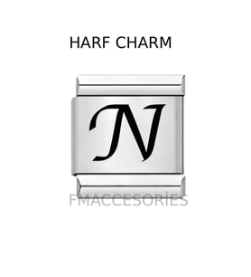 İtalyan Bileklik Charmı N harfli Figürlü 1 CM 9 MM Fmaccesories