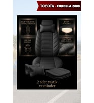 corolla 2008 Koltuk ve Kılıf uyumlu Siyah Lüks Minder Yastık 2 Minder 2 Yastık